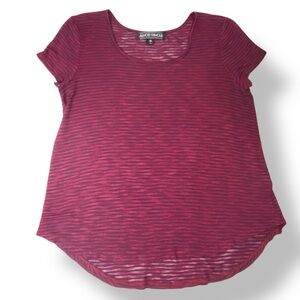 🎈 Almost Famous Women's Lightweight Striped Pink Top Size Large